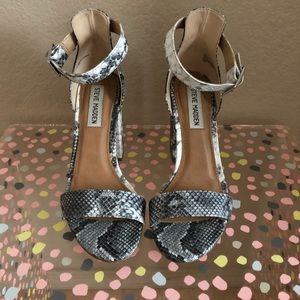 Steve Madden snake print chunky heel.
